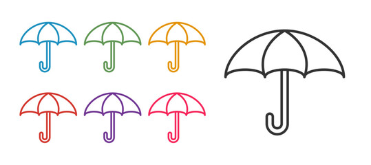 Set line Umbrella icon isolated on white background. Insurance concept. Waterproof icon. Protection, safety, security concept. Set icons colorful. Vector