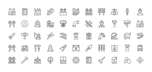 Simple Set of Construction Related Vector Line Icons. Industry icon