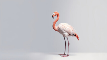 animal on the white Background a Flamingo generative ai