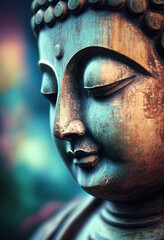 Fototapeta premium Buddha statue, Oil Painting, Generative AI