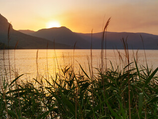 Sunset over the Koycegiz lake, Turkey