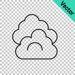 Black line Cloud icon isolated on transparent background. Vector