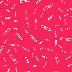 White line Rasp metal file icon isolated seamless pattern on red background. Rasp for working with wood and metal. Tool for workbench, workshop. Vector