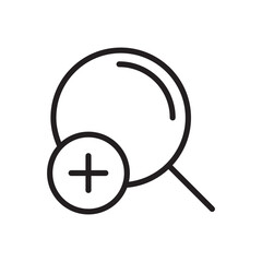 Magnifier vector icon. Zoom in zoom out flat sign design. Magnifying glass icon. Search icon. Find symbol. Loupe outline icon. Zoom pictogram. UX UI icon