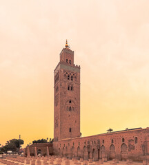Obraz premium Koutoubia Mosque minaret at sunset- Marrakesh, Morocco