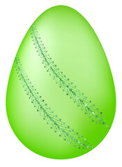 Green Easter Egg with Glitter Pattern