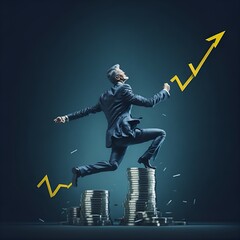 Naklejka premium businessman, Characters managing, Business and organization concept, bullish market, success investment or growing sales, created using generative AI