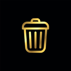 Gold Color Trash Bin Icon Vector Template