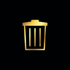 Gold Color Trash Bin Icon Vector Template