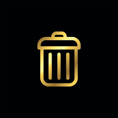 Gold Color Trash Bin Icon Vector Template