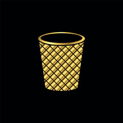 Gold Color Trash Bin Icon Vector Template