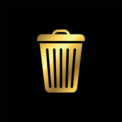 Gold Color Trash Bin Icon Vector Template