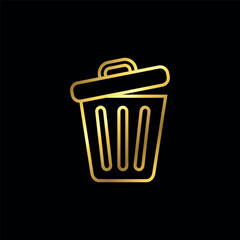 Gold Color Trash Bin Icon Vector Template