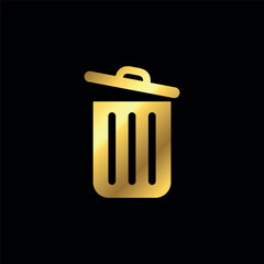 Gold Color Trash Bin Icon Vector Template