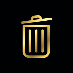 Gold Color Trash Bin Icon Vector Template
