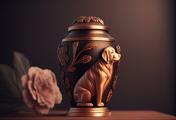 Cremation urn for pets. Generative AI - obrazy, fototapety, plakaty