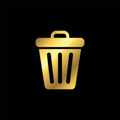 Gold Color Trash Bin Icon Vector Template