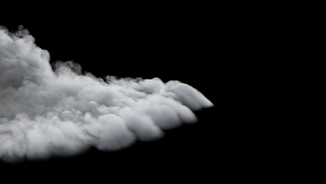 Rolling fog - Dry Ice - Smoke Machine - Ground fog - isolated on black background - 4K Pro Res