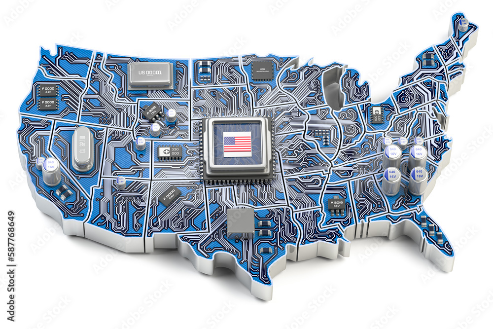 Poster usa semiconductor industry, computer chips manufacturing and artificial intelligenceconcept. motherb