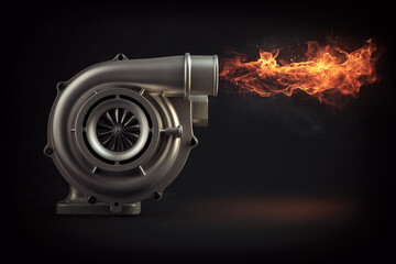 Turbocharger with fire flames.