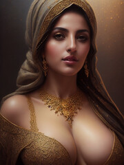 Hauntingly beautiful Arab princess from middle ages.