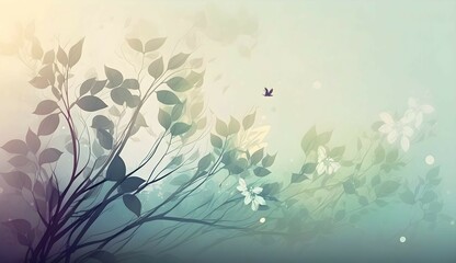 Ethereal Flowery Light Background with Copy Space