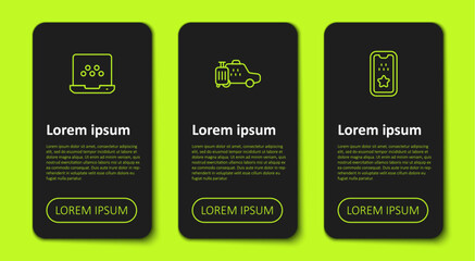 Set line Taxi mobile app, car and . Business infographic template. Vector