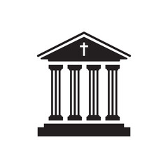 Museum vector icon. Bank sign. Christian temple icon. Art museum sign. Ancient roman greek temple symbol pictogram. UX UI icon