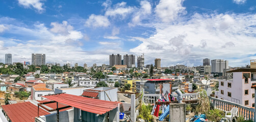 Panoramic view at the Maianga and Alvalade boroughs, on center at the Luanda city, general architecture urban buildings and skyscrapers