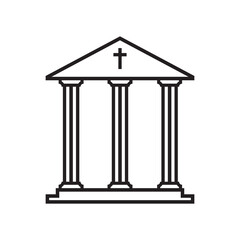 Museum vector icon. Bank sign. Christian temple icon. Art museum sign. Ancient roman greek temple symbol pictogram. UX UI icon