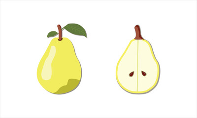 Pear Raw And Half Cut isolated Vector Logo On white background