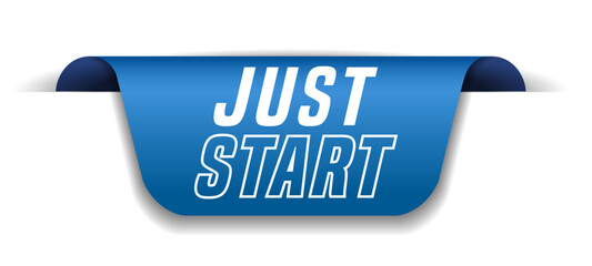 Colorful vector flat design banner just start. This sign is well adapted for web design.