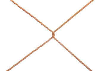 Two linked tense diagonal ropes cross section. Isolated png with transparency