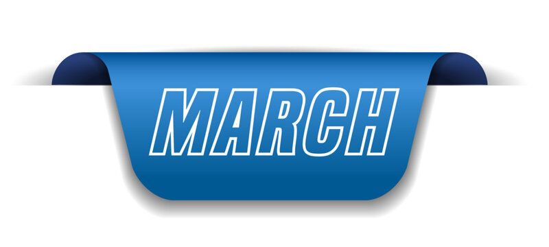 Colorful vector flat design banner march. This sign is well adapted for web design.