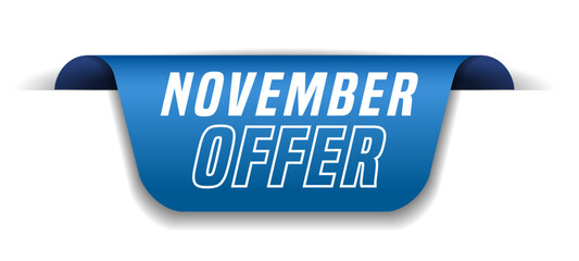 Colorful vector flat design banner november offer. This sign is well adapted for web design.