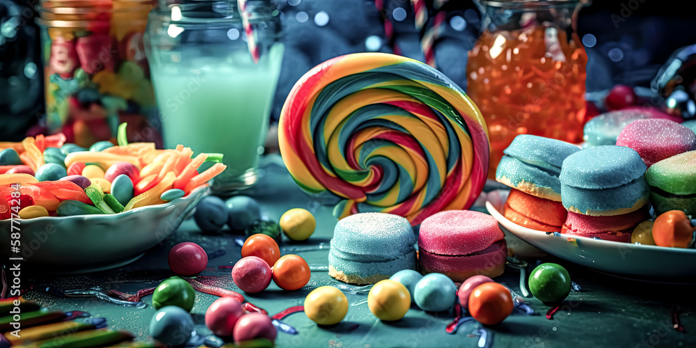 Poster an aqua background with a sweet and happy image in the foreground creates a captivating close-up. - 