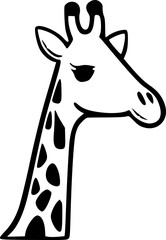 Giraffe Head - Black and White Isolated Icon - Vector illustration