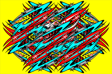 Design vector racing background with a unique stripe pattern with bright colors and a star effect.