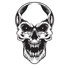 black and white skull tattoo artwork illustraiton