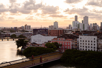 Obraz premium Recife city skyline at sunset