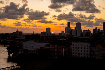 sunset over the Recife city