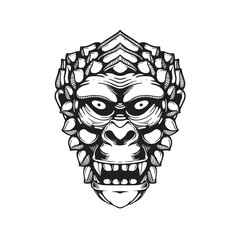 black and white ape tattoo artwork illustration