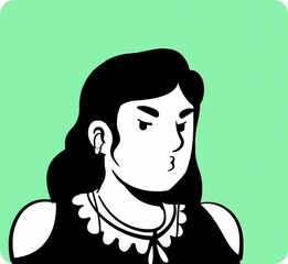 Photo of a black and white drawing of a woman's face