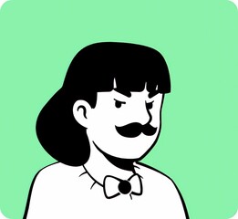 Photo of a stylish man with a classic mustache and bow tie