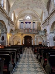 RIJEKA,CROATIA - JANUARY,2023 Church of the Assumption of the Blessed Virgin Mary is the principal seaport and the third-largest city in Croatia. Interior of christian church 