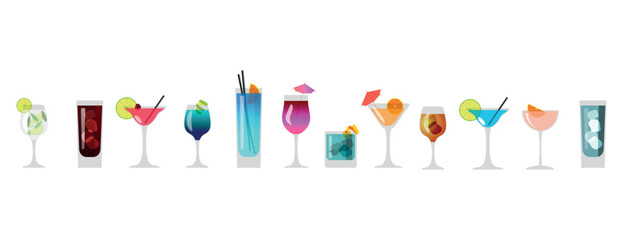 icone, bicchieri, cocktail
