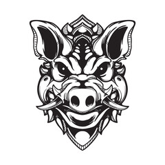 Fototapeta na wymiar black and white boar tattoo artwork illustration