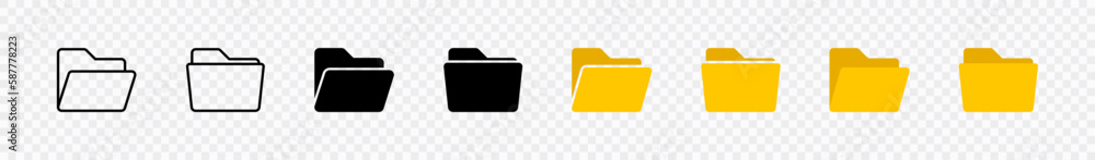 Poster file folder icon set. document vector sign. folders icon collection on transparent background. vecto
