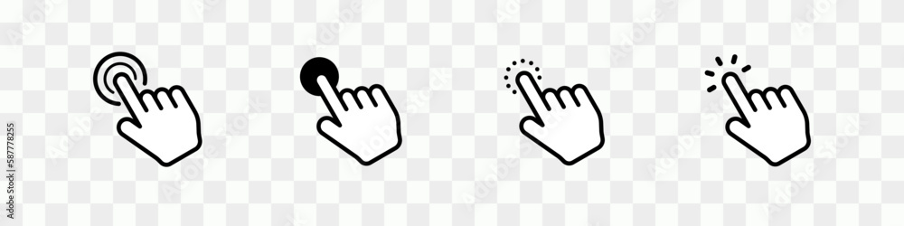 Poster computer hand cursor icon set. mouse click cursor symbols. hand click mouse sign. vector illustratio