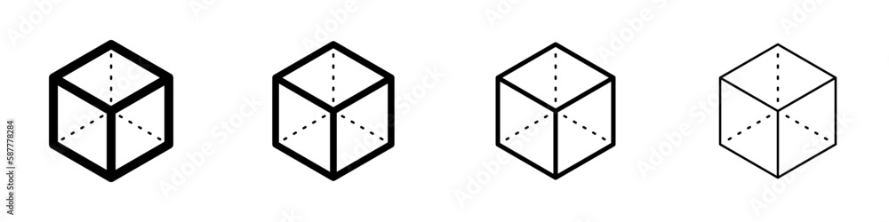Poster cube vector icon set. 3d cube symbols on white background for web and app design. vector illustratio